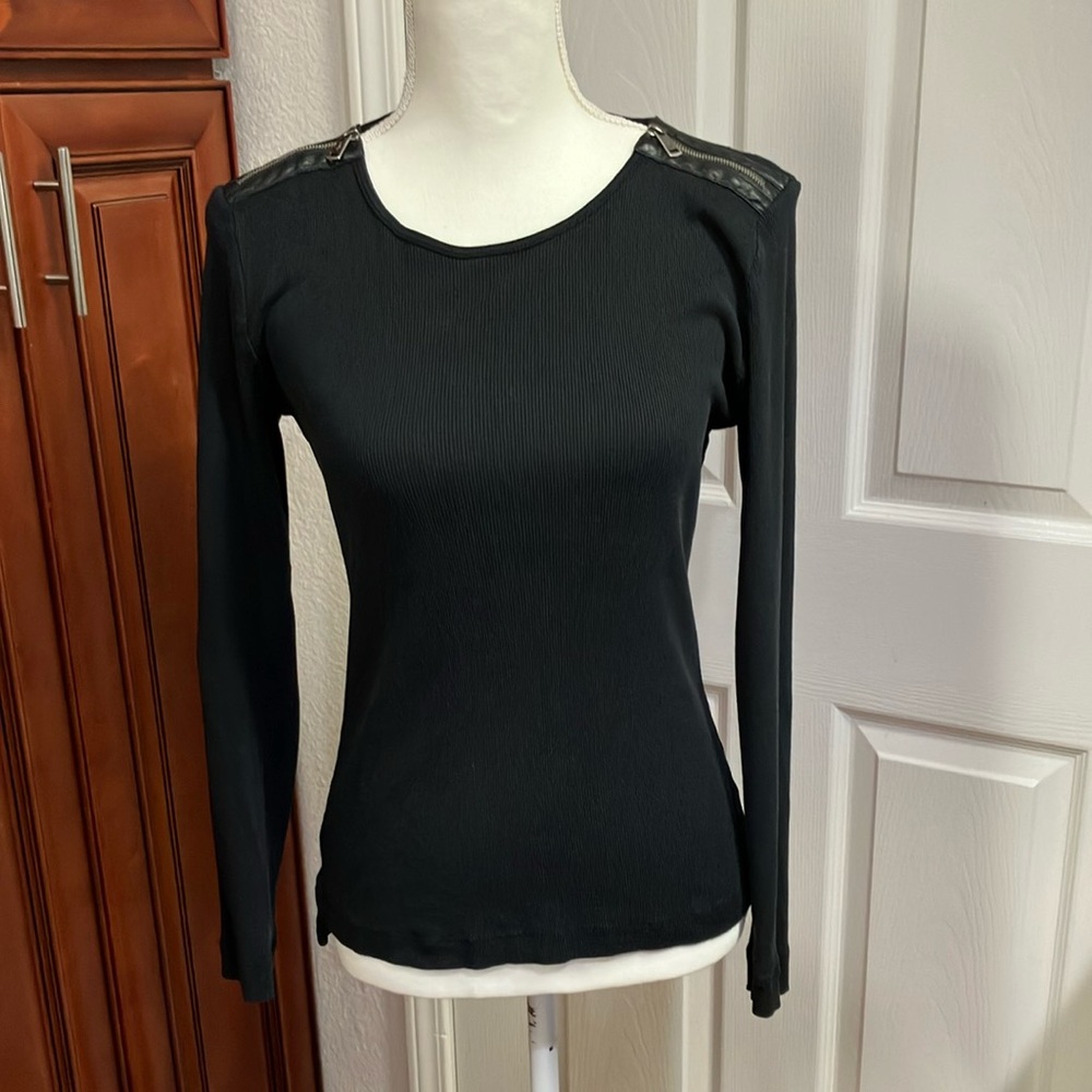 Y2k Ralph Lauren Black Fitted Long Sleeve Blouse Size:M